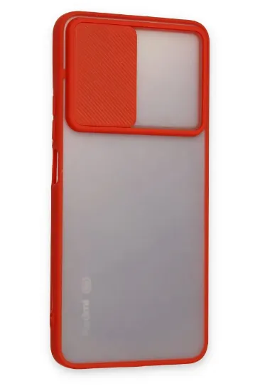 Newface Xiaomi Redmi Note 11T Kılıf Palm Buzlu Kamera Sürgülü Silikon - Kırmızı resmi