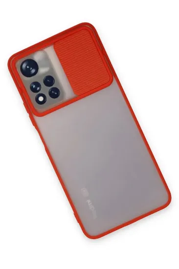 Newface Xiaomi Redmi Note 11T Kılıf Palm Buzlu Kamera Sürgülü Silikon - Kırmızı resmi