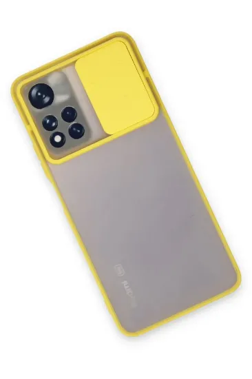 Newface Xiaomi Redmi Note 11T Kılıf Palm Buzlu Kamera Sürgülü Silikon - Sarı resmi
