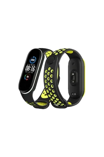 Newface Xiaomi Mi Band 4 Spor Delikli Kordon - Siyah-Yeşil-Beyaz resmi