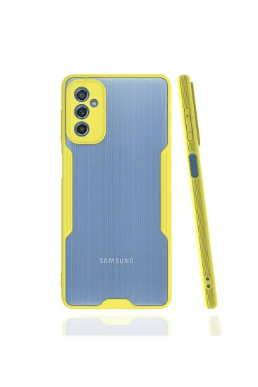 Newface Samsung Galaxy M52 5G Kılıf Platin Silikon - Sarı resmi