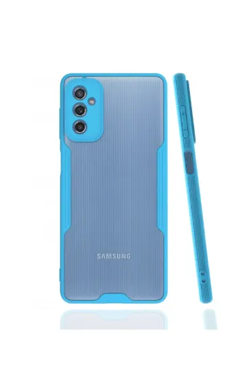 Newface Samsung Galaxy M52 5G Kılıf Platin Silikon - Mavi resmi