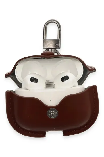 Newface Airpods 3 (3.nesil) Çanta Deri Kılıf - Kahverengi resmi