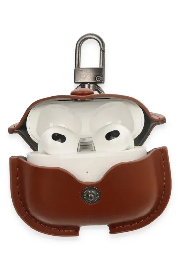 Newface Airpods 3 (3.nesil) Çanta Deri Kılıf - Taba resmi