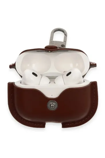 Newface Airpods Pro 2 (2.nesil) Çanta Deri Kılıf - Kahverengi resmi