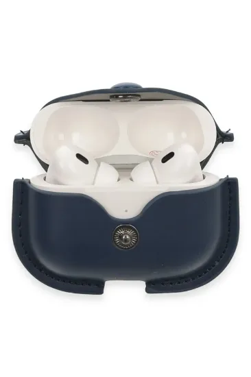 Newface Airpods Pro 2 (2.nesil) Çanta Deri Kılıf - Lacivert resmi