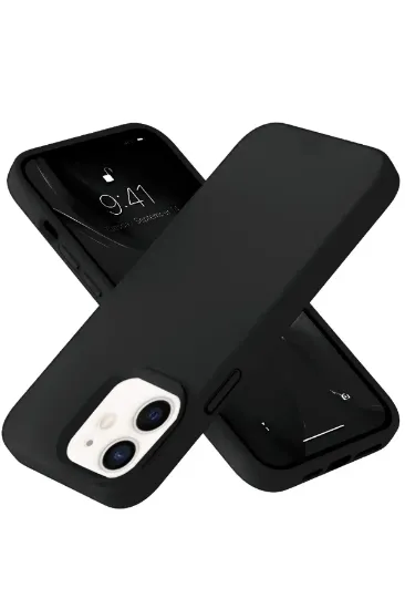 Newface iPhone 12 Kılıf Nano içi Kadife Silikon- Siyah resmi