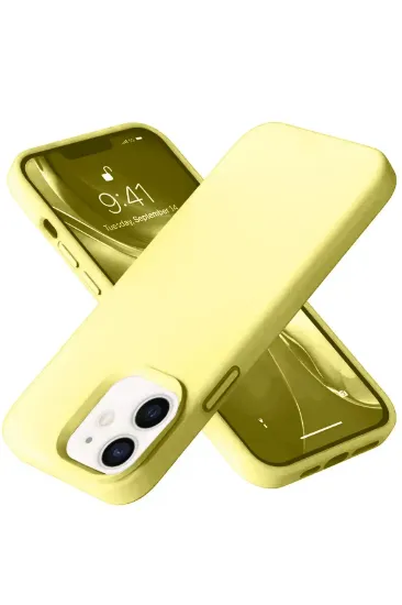 Newface iPhone 12 Kılıf Nano içi Kadife Silikon- Sarı resmi
