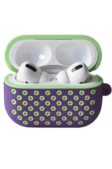 Newface Airpods Pro 2 (2.nesil) Spor Delikli Kılıf - Lila-Yeşil resmi