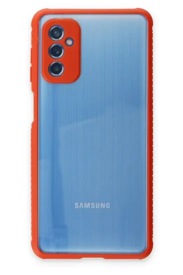 Newface Samsung Galaxy M52 5G Kılıf Miami Şeffaf Silikon - Kırmızı resmi