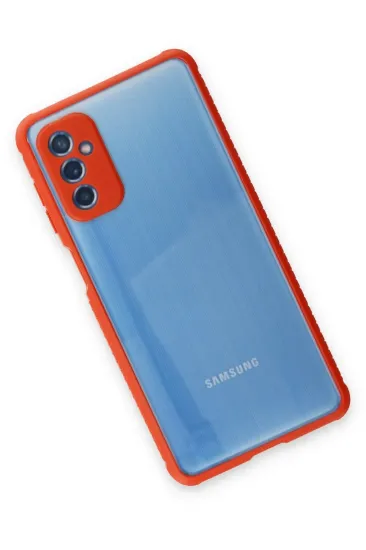 Newface Samsung Galaxy M52 5G Kılıf Miami Şeffaf Silikon - Kırmızı resmi