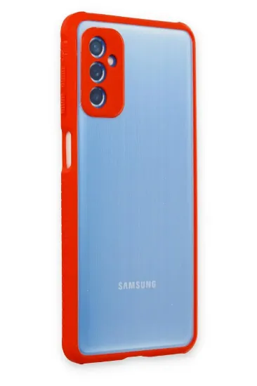 Newface Samsung Galaxy M52 5G Kılıf Miami Şeffaf Silikon - Kırmızı resmi