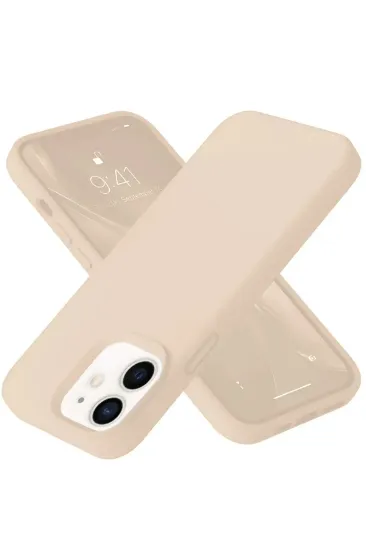 Newface iPhone 12 Kılıf Nano içi Kadife Silikon - Pudra resmi