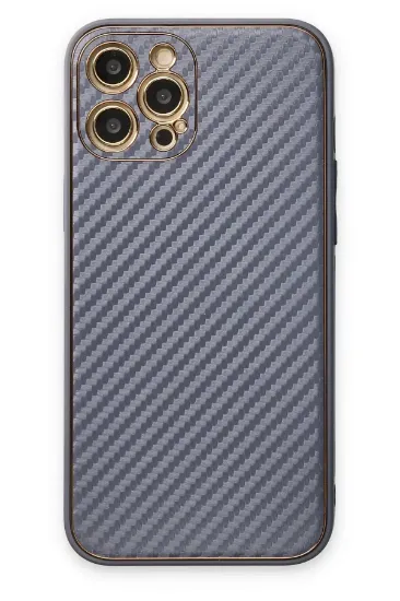 Newface iPhone 12 Pro Max Kılıf Coco Karbon Silikon - Gri resmi