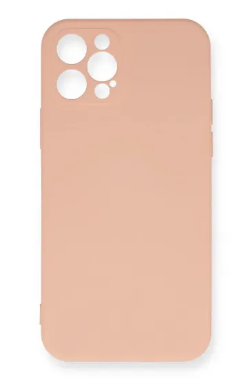Newface iPhone 12 Pro Max Kılıf Nano içi Kadife Silikon - Pudra resmi