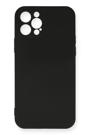 Newface iPhone 12 Pro Max Kılıf Nano içi Kadife Silikon - Siyah resmi