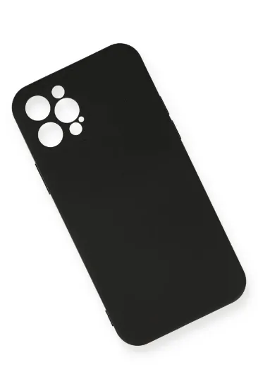 Newface iPhone 12 Pro Max Kılıf Nano içi Kadife Silikon - Siyah resmi