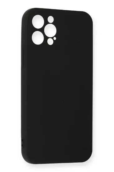 Newface iPhone 12 Pro Max Kılıf Nano içi Kadife Silikon - Siyah resmi