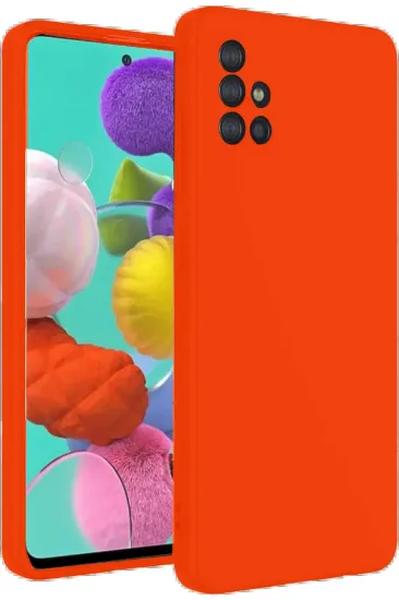 Newface Samsung Galaxy A31 Kılıf Nano içi Kadife Silikon - Turuncu resmi