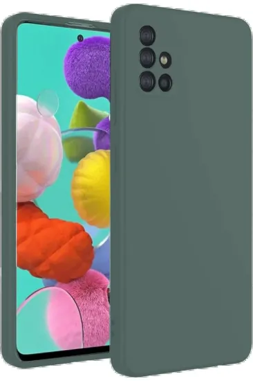 Newface Samsung Galaxy A31 Kılıf Nano içi Kadife Silikon - Koyu Yeşil resmi