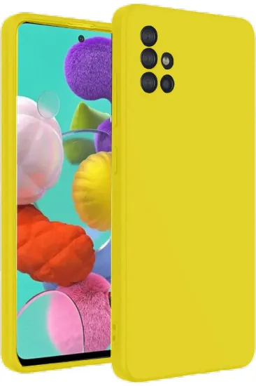 Newface Samsung Galaxy A31 Kılıf Nano içi Kadife Silikon - Sarı resmi