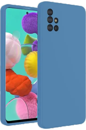 Newface Samsung Galaxy A31 Kılıf Nano içi Kadife Silikon - Mavi resmi
