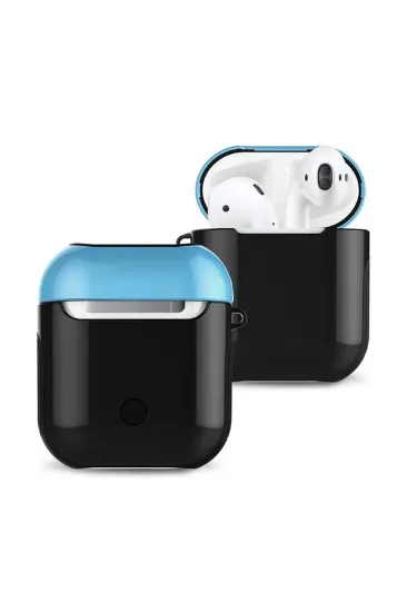 Newface Airpods 2 (2.nesil) 3in1 Kılıf - Siyah-Mavi resmi