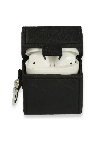 Newface Airpods 2 (2.nesil) Deri Kılıf - Siyah resmi