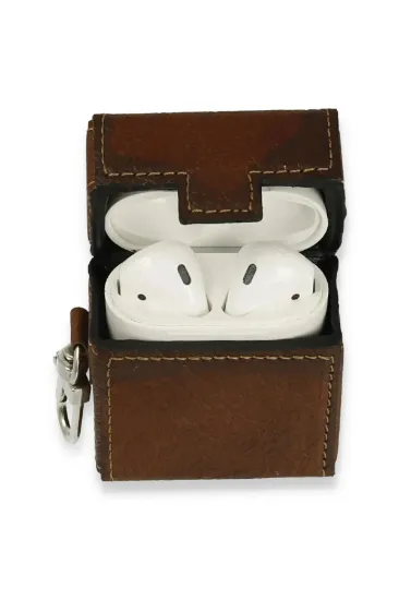 Newface Airpods 2 (2.nesil) Deri Kılıf - Kahverengi resmi