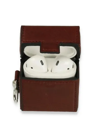 Newface Airpods 2 (2.nesil) Deri Kılıf - Bordo resmi