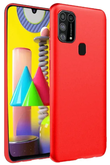 Newface Samsung Galaxy M31 Kılıf Nano içi Kadife Silikon - Kırmızı resmi