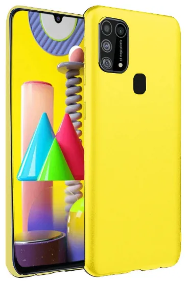 Newface Samsung Galaxy M31 Kılıf Nano içi Kadife Silikon - Sarı resmi