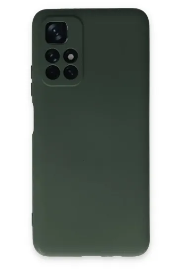 Newface Xiaomi Redmi Note 11T Kılıf Nano içi Kadife Silikon - Koyu Yeşil resmi