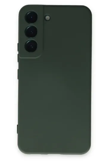 Newface Samsung Galaxy S22 Kılıf Nano içi Kadife Silikon - Koyu Yeşil resmi