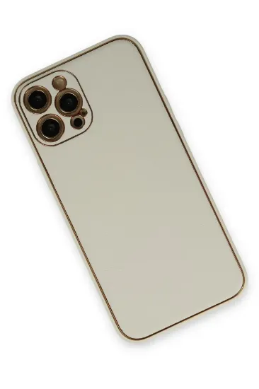 Newface iPhone 12 Pro Max Kılıf Coco Deri Silikon Kapak - Beyaz resmi