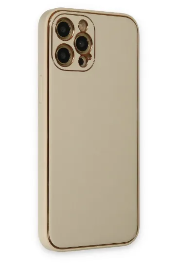 Newface iPhone 12 Pro Max Kılıf Coco Deri Silikon Kapak - Gold resmi