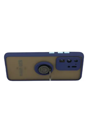 Newface Samsung Galaxy S20 Ultra Kılıf Montreal Yüzüklü Silikon Kapak - Lacivert resmi