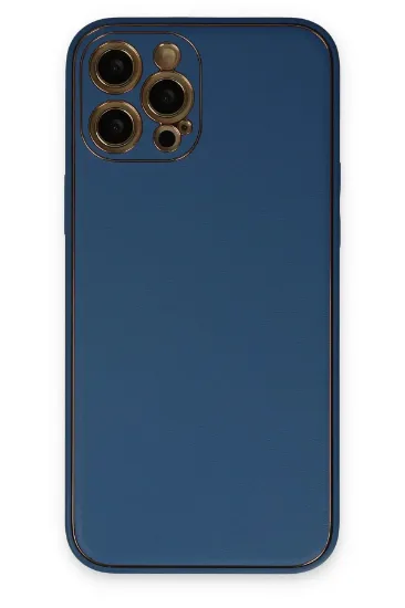Newface iPhone 12 Pro Max Kılıf Coco Deri Silikon Kapak - Açık Mavi resmi