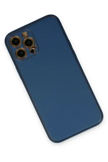 Newface iPhone 12 Pro Max Kılıf Coco Deri Silikon Kapak - Açık Mavi resmi