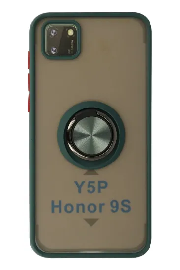 Newface Huawei Y5P Kılıf Montreal Yüzüklü Silikon Kapak - Yeşil resmi