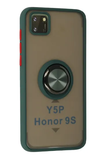 Newface Huawei Y5P Kılıf Montreal Yüzüklü Silikon Kapak - Yeşil resmi