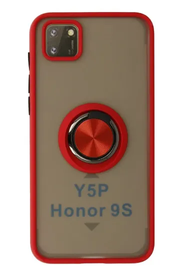 Newface Huawei Y5P Kılıf Montreal Yüzüklü Silikon Kapak - Kırmızı resmi