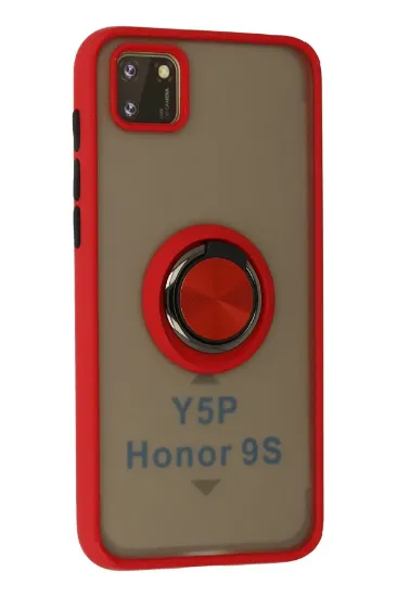 Newface Huawei Y5P Kılıf Montreal Yüzüklü Silikon Kapak - Kırmızı resmi