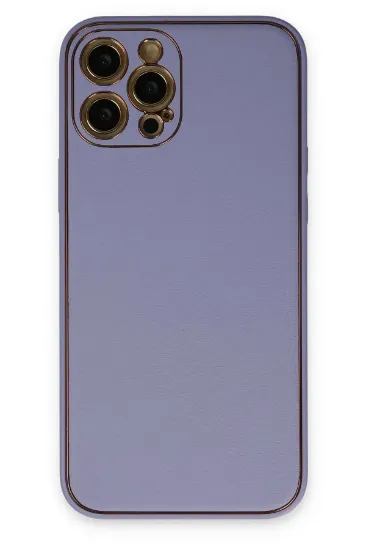 Newface iPhone 12 Pro Max Kılıf Coco Deri Silikon Kapak - Açık Lila resmi