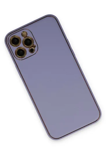 Newface iPhone 12 Pro Max Kılıf Coco Deri Silikon Kapak - Açık Lila resmi