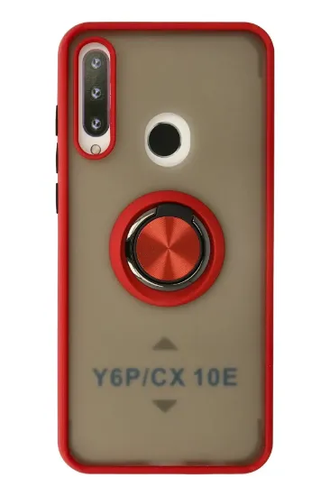 Newface Huawei Y6P Kılıf Montreal Yüzüklü Silikon Kapak - Kırmızı resmi