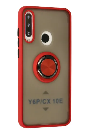 Newface Huawei Y6P Kılıf Montreal Yüzüklü Silikon Kapak - Kırmızı resmi