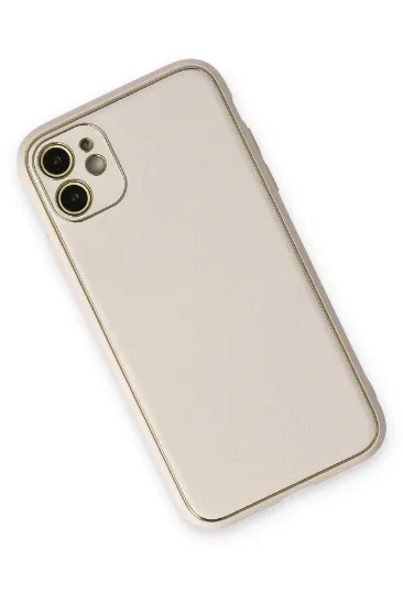 Newface iPhone 12 Kılıf Coco Deri Silikon Kapak - Beyaz resmi