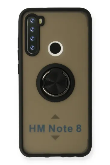Newface Xiaomi Redmi Note 8 Kılıf Montreal Yüzüklü Silikon Kapak - Siyah resmi