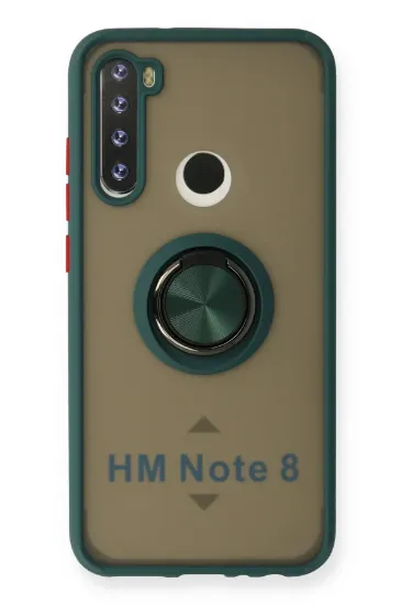 Newface Xiaomi Redmi Note 8 Kılıf Montreal Yüzüklü Silikon Kapak - Yeşil resmi
